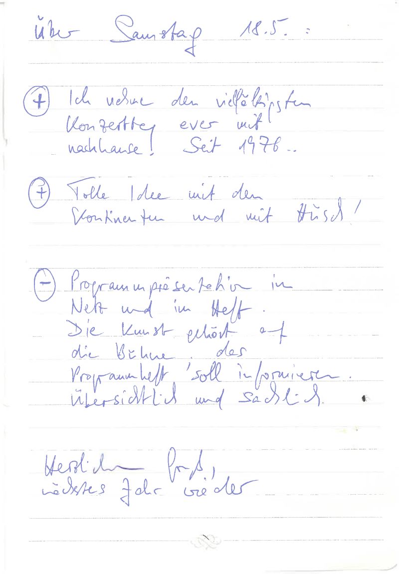 Brief aus dem Festival-Briefkasten