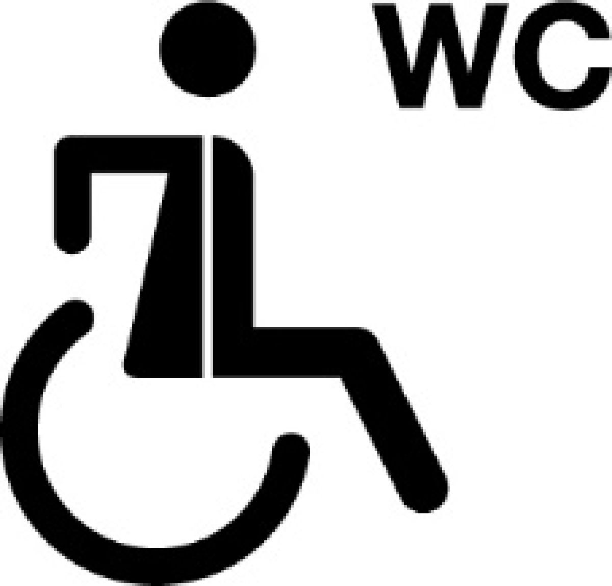 Männchen im Rollstuhl auf dem WC